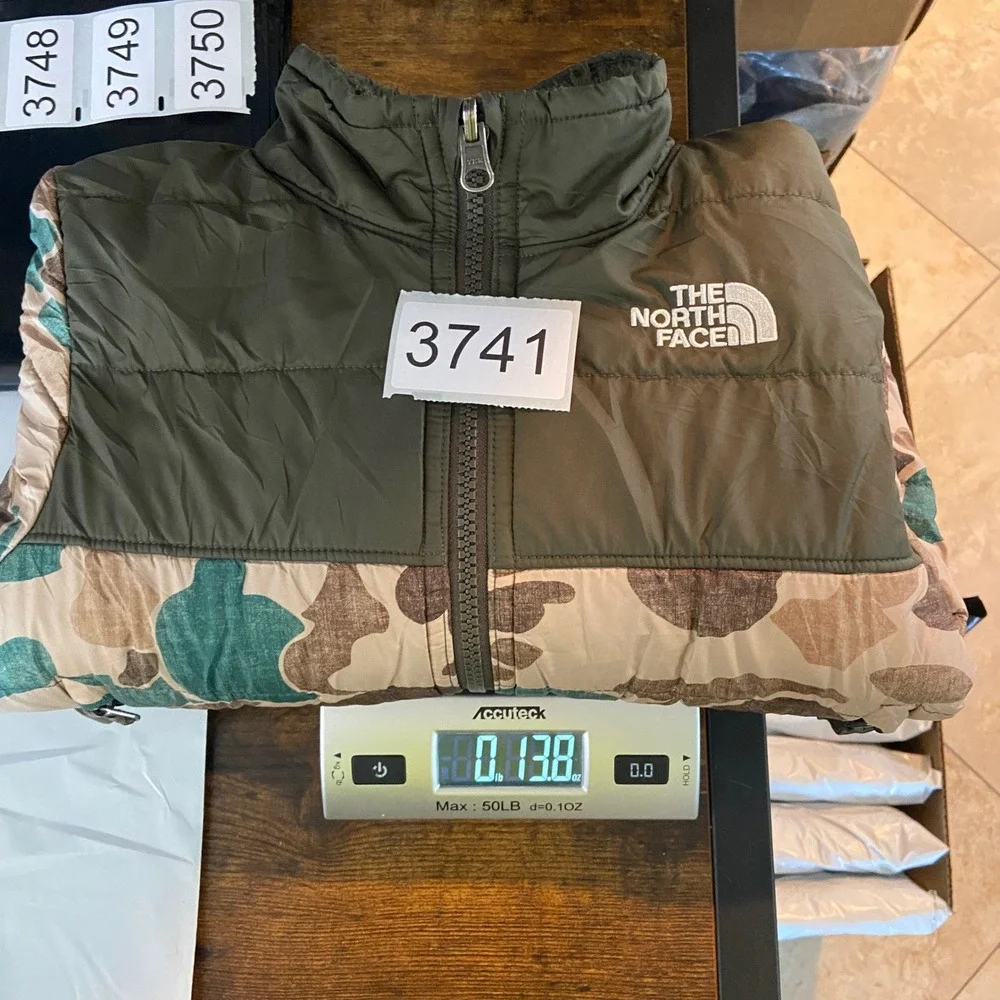 The North Face Reversible Mount Chimborazo Jacket Boys XXS 5 Green Camo Puffer